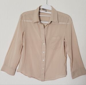 Theory Light Tan Cotton Blouse Sz Medium